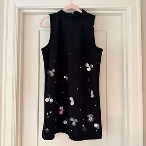 Black Sequin Mini Dress - Sleek Sleeveless Shift Like New size 12
